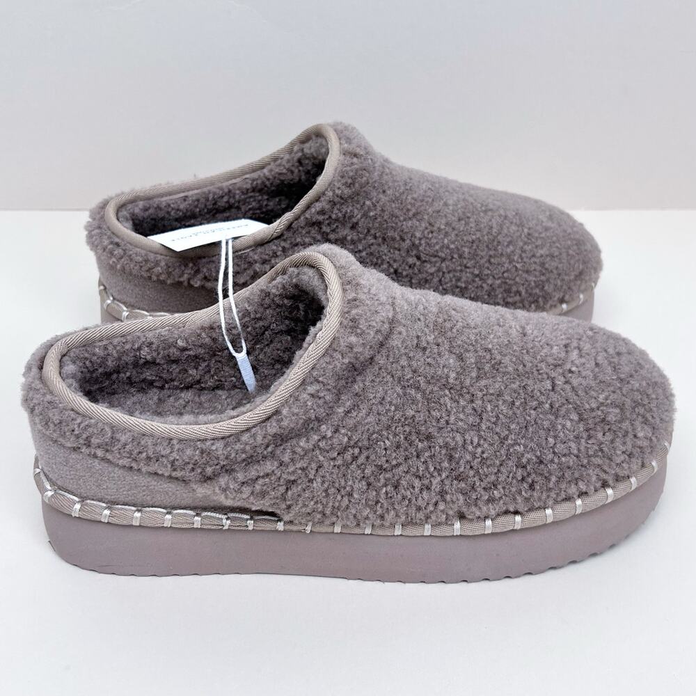 American Eagle SIZE 10 Brown Fluffy Sherpa Scuff Cushioned Slip-On Slides NWT - Picture 3 of 9